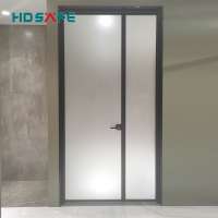 Modern design interior aluminum black frame kitchen glass swing door aluminium swing black frosted glass door frame